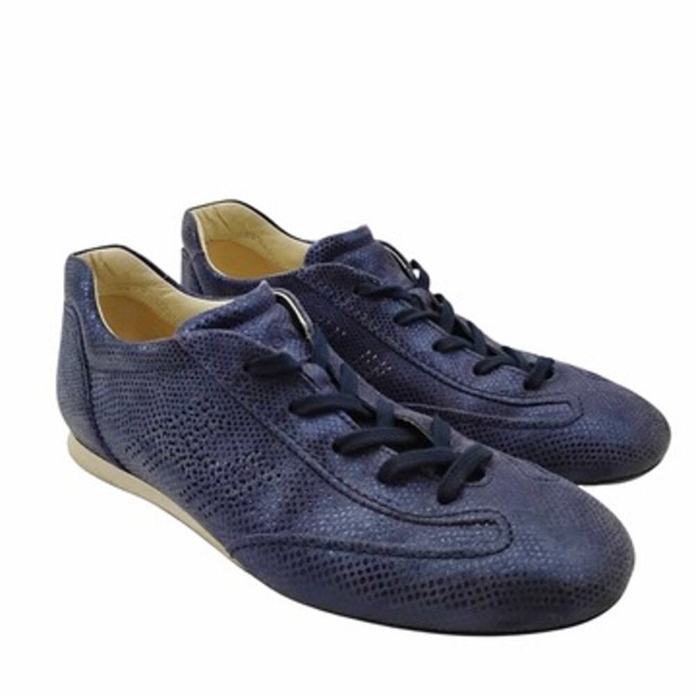 Hogan Olympia Metallic Blue Sneakers Trainers Nubuck Leather Italy Size 38.5 8.5